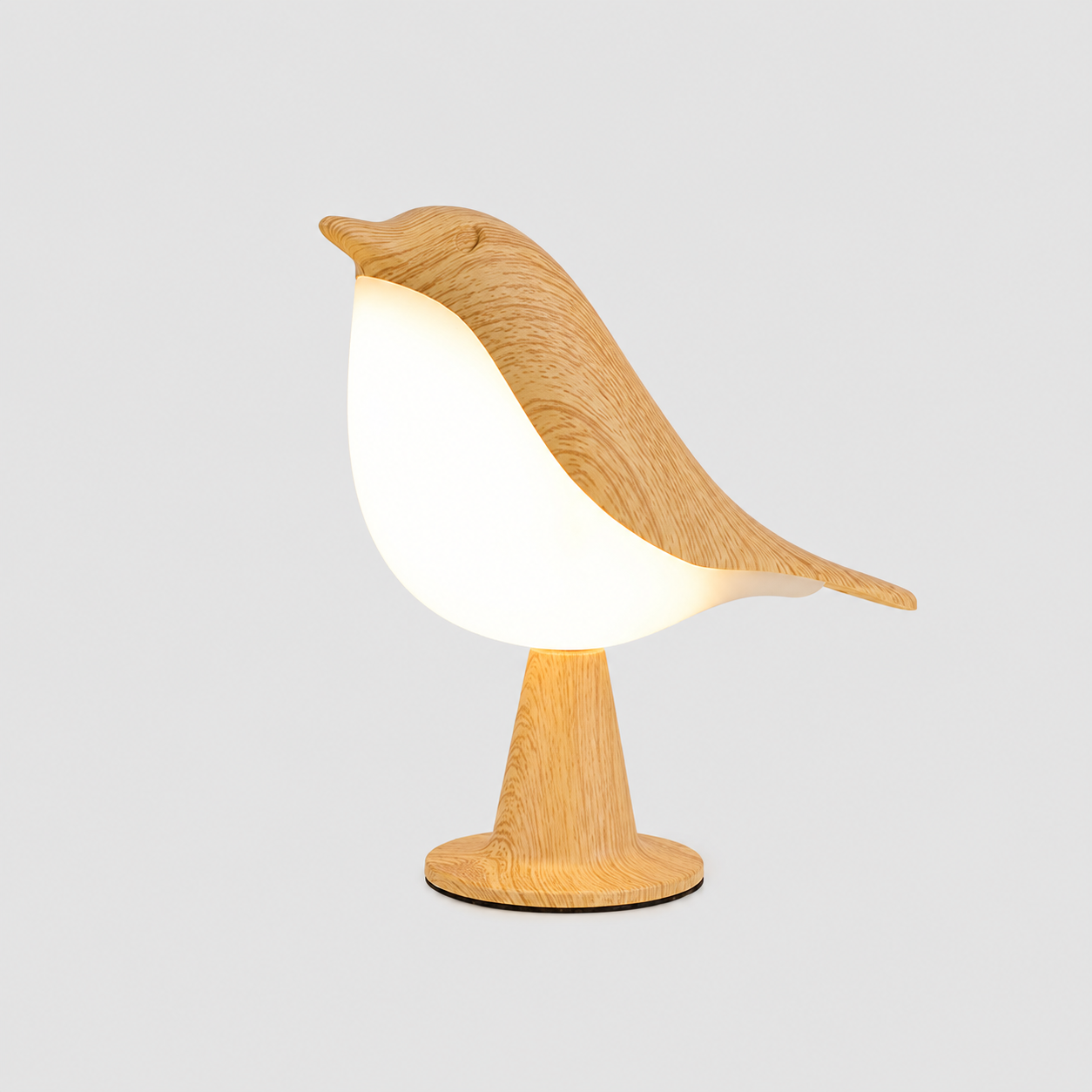 Lampe oiseau aromathérapie rechargeable USB couleur érable naturel, avec lumière LED douce et design décoratif élégant. Veilleuse diffuseur d’huiles essentielles sur fond neutre, parfaite pour créer une ambiance chaleureuse et apaisante à la maison.