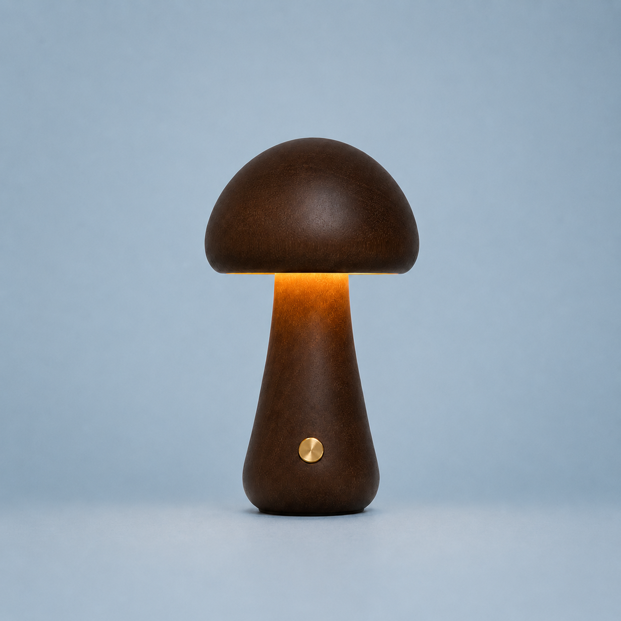 Lampe Champignon LED en Bois Naturel – Lumière Douce et Rechargeable