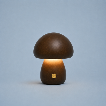 Lampe Champignon LED en Bois Naturel – Lumière Douce et Rechargeable