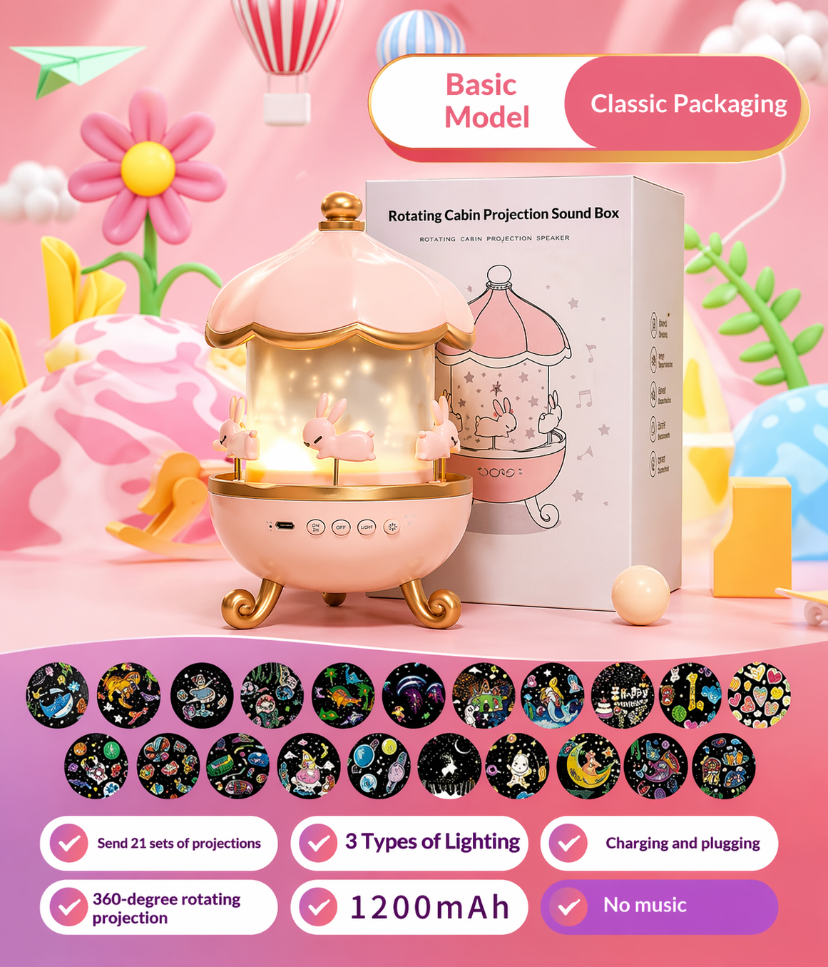 veilleuse carrousel bébé projection étoiles lumière douce rotative 360 chambre enfant