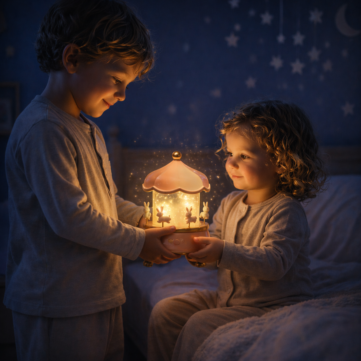 veilleuse carrousel bébé lumière douce enfants chambre nuit moment rassurant coucher