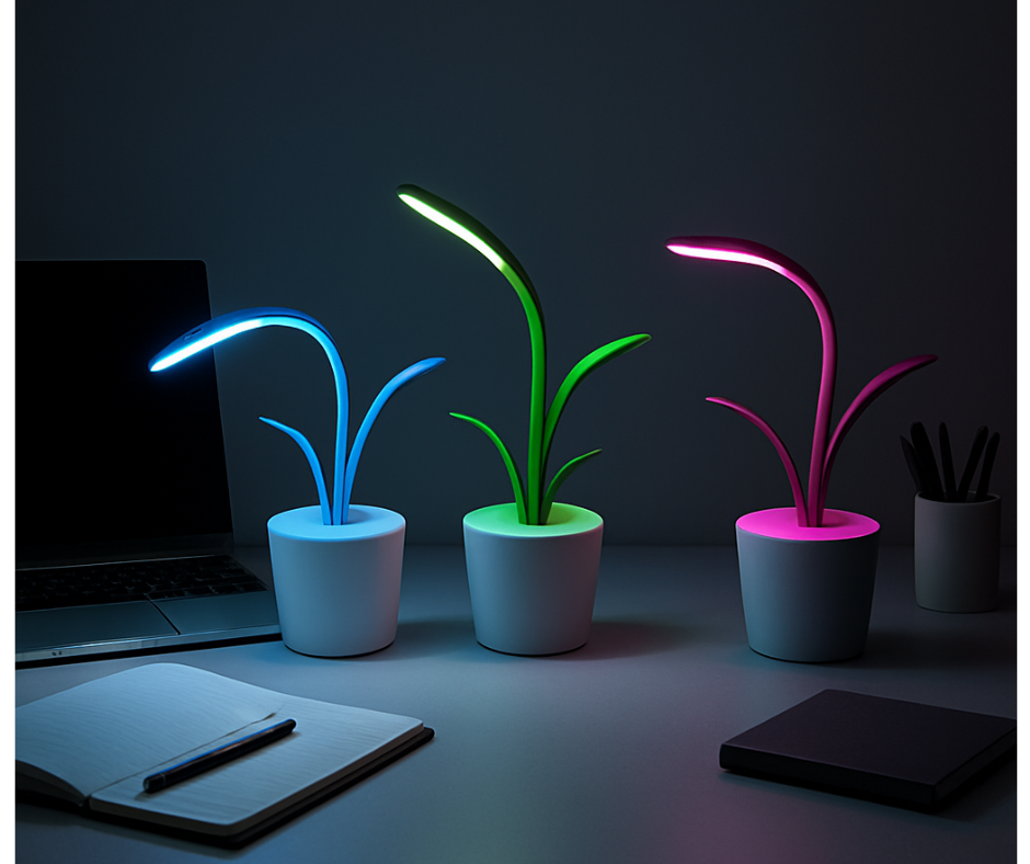 lampe bleu verte rose