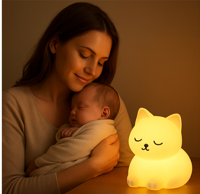 veilleuse chat maman 