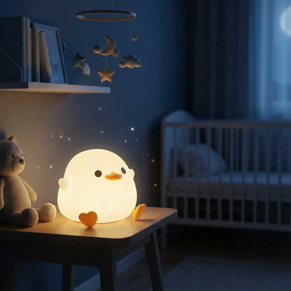 "veilleuse poussin bébé lumière douce nuit apaisante chambre enfant lampe silicone rechargeable"